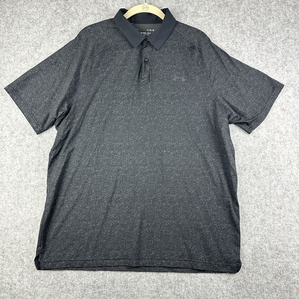 Under Armour Polo Shirt Mens Large Black The Iso Chill Stretch Golf Performance